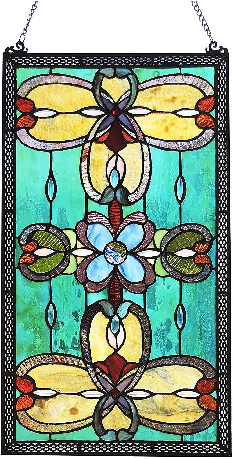 Multicolored Rectangular Glass Window Panel/suncatcher Color Traditional Victorian Includes Hardware