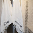 Embroidered 'King' 'Queen' Turkish Cotton Hand Towel (Set 2) White Solid Color
