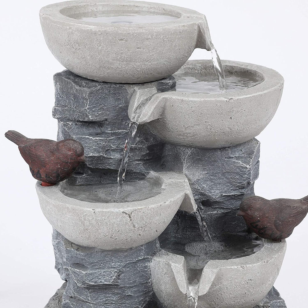 Polyresin Tiered Pots Outdoor Fountain Grey Traditional