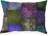 UKN Eclectic Bohemian Patchwork Purple Green Gold Lumbar Pillow Purple Geometric Bohemian Eclectic Polyester Single Removable Cover