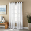 Semi Sheer Grommet Curtain Panels Off/White Solid Beach Bohemian Eclectic Modern Contemporary Polyester Embroidered
