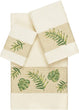 UKN Turkish Cotton Palm Fronds Embroidered Cream 3 Piece Towel Set Off White Cloth