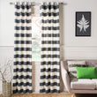 Linen Cotton Blend 96 Inch Single Curtain Panel 52" W X 96" L Grey Stripe Bohemian Eclectic Traditional Transitional