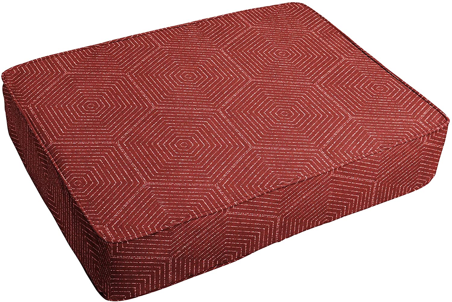 Burgundy Indoor/Outdoor Floor Cushion Corded Red Geometric Modern Contemporary Traditional Fade Resistant Uv Zippered Closure