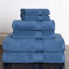 MISC 6 Piece Bath Towel Set White Blue Grey Pink Solid Color Cotton Size
