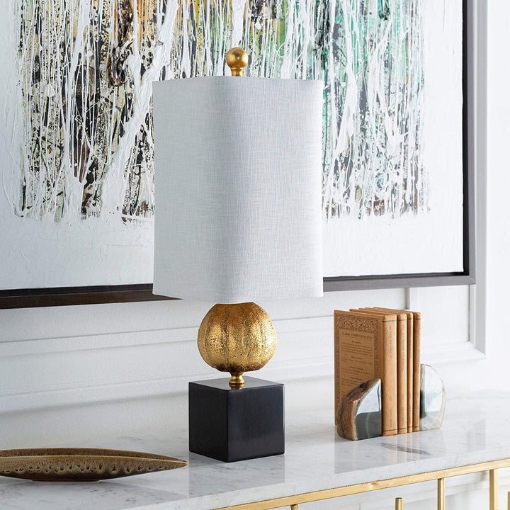 Table Lamp Gold Base White Shade Beige