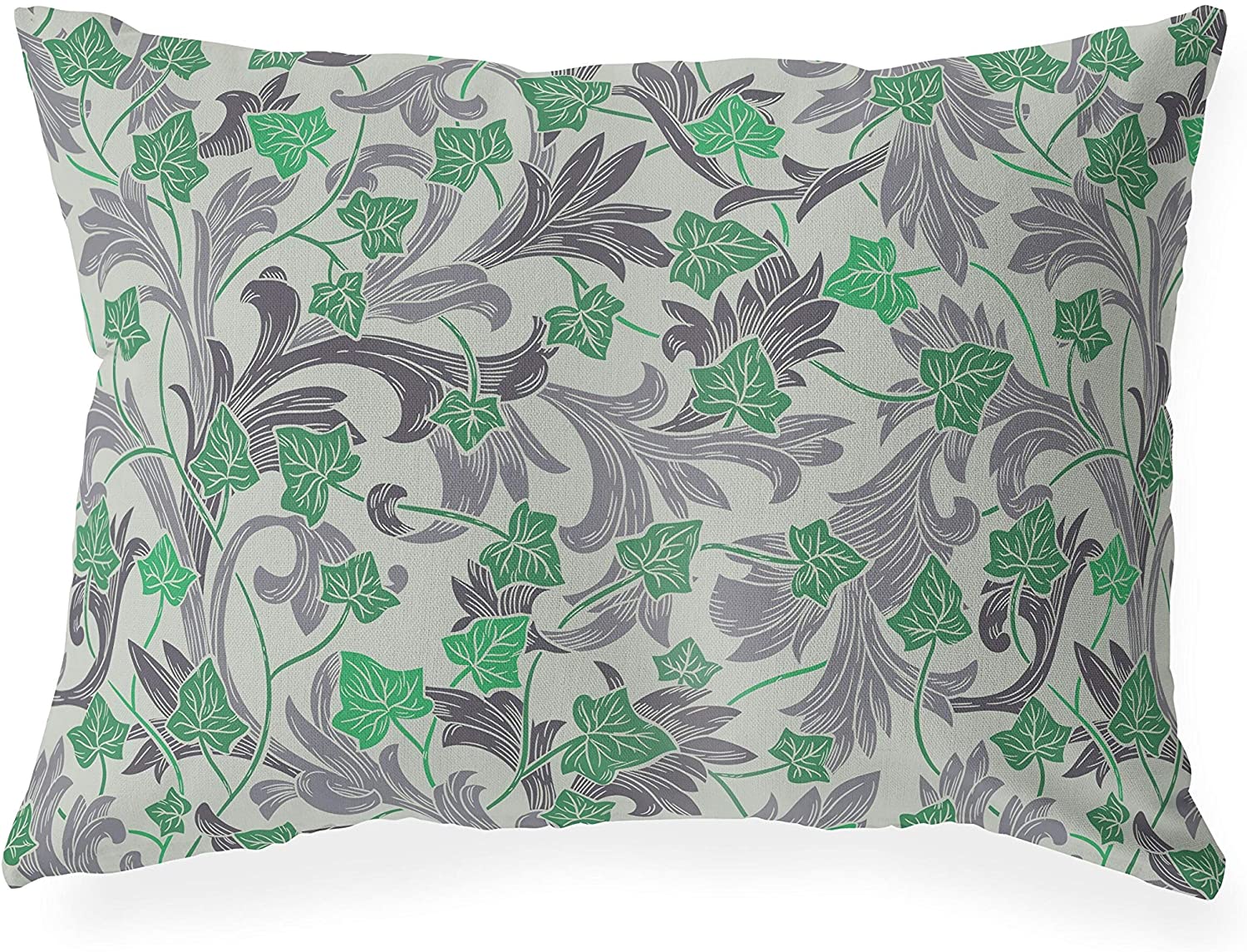 Thorn Light Indoor|Outdoor Lumbar Pillow 20x14 Green Floral Modern Contemporary Polyester Removable Cover