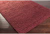 Hand Woven Solid Wool Area Rug 3'6" X 5'6" Red Geometric Modern Contemporary Latex Free Handmade