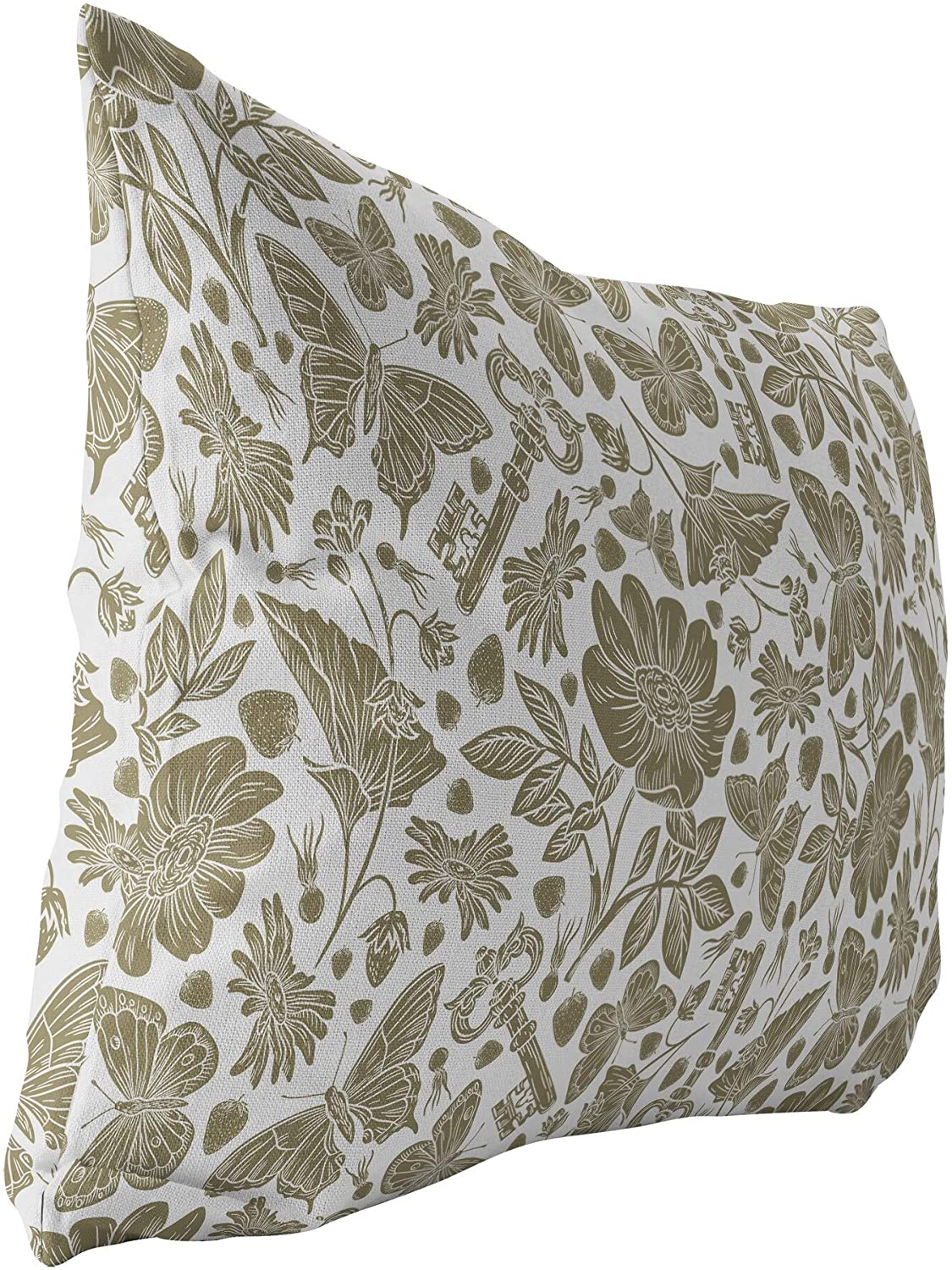 Brown Indoor|Outdoor Lumbar Pillow 20x14 Brown Floral Modern Contemporary Polyester Removable Cover