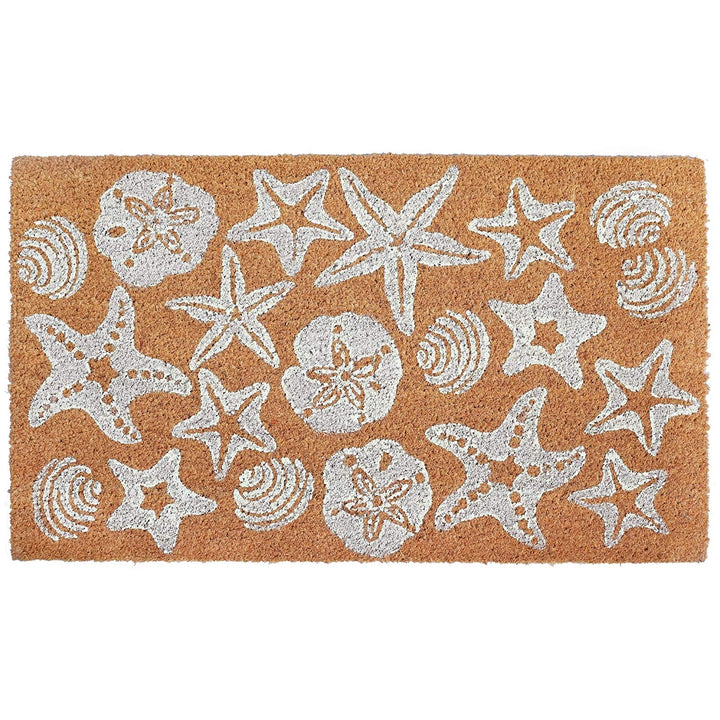 Sea Shells Doormat Welcome Sign White Seashells Starfish