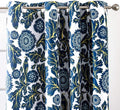 MISC Floral Bird Thermal Lined Blackout Curtain Panel Pair 52 X 84 Navy Polyester