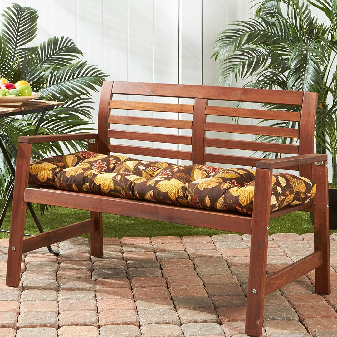 Point 18 inch X 51 inch Outdoor Floral Bench Cushion Brown