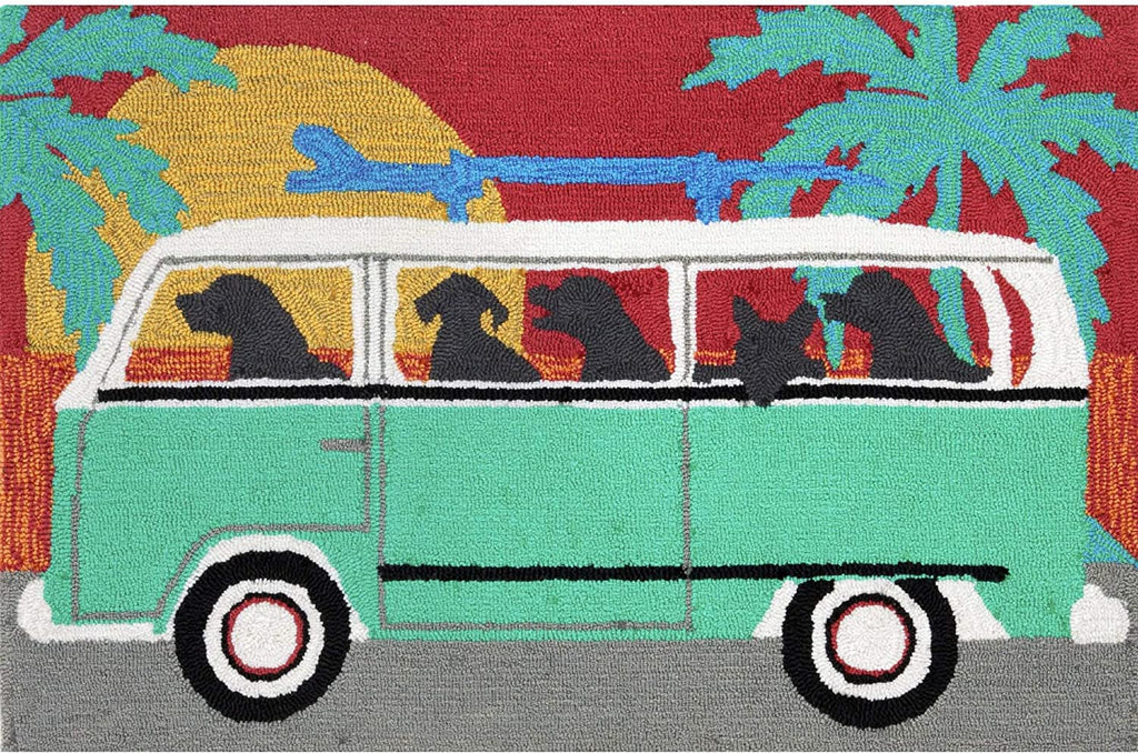 Unknown1 Frontporch Beach Trip Indoor/Outdoor Rug Turquoise 30"x48" Blue Novelty Rectangle Polyester Contains Latex