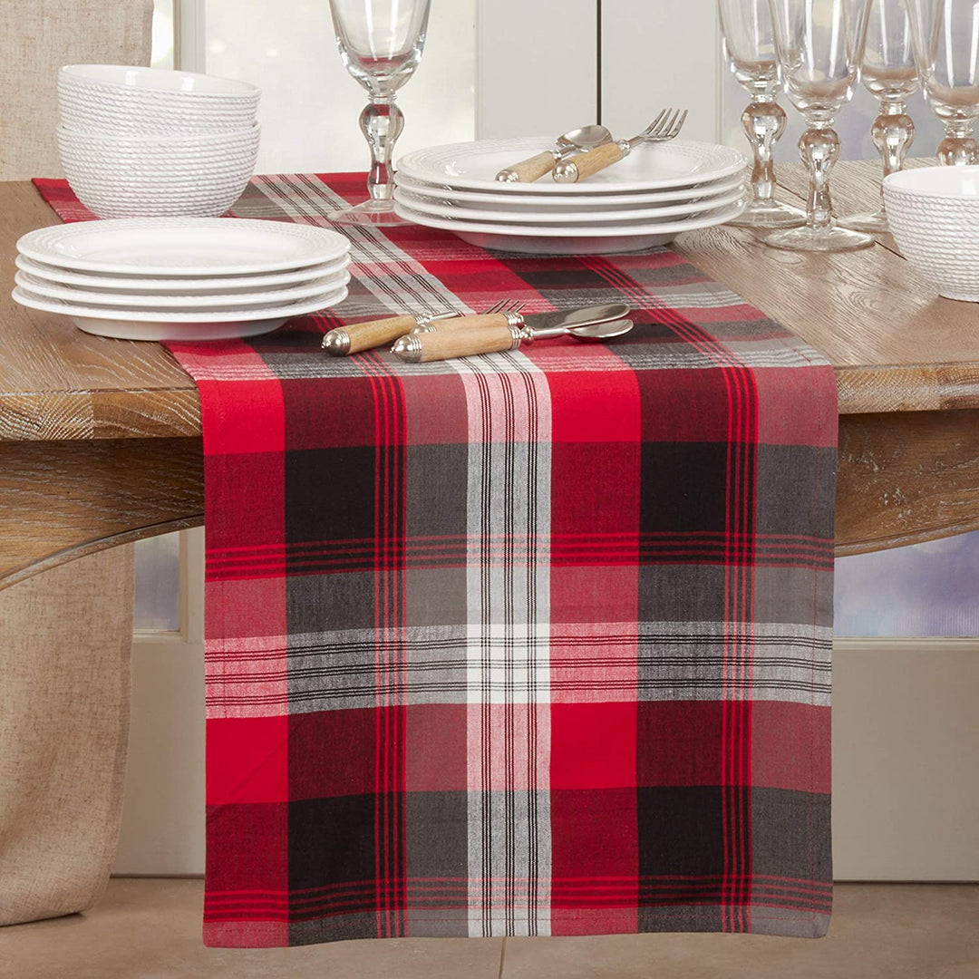 Plaid Design Cotton Table Runner 16"x72"