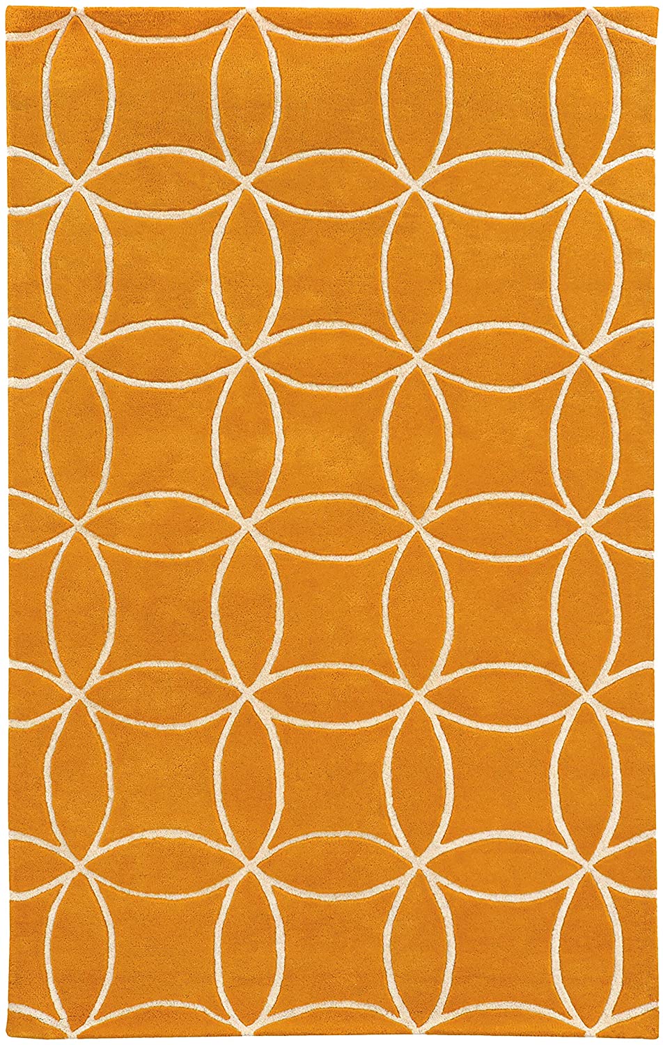 Hand Crafted Wool Inter Locking Circles Orange/Ivory (5' X