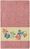 Turkish Cotton Floral Vine Embroidered Tea Rose 4 Piece Towel Set Pink Terry Cloth
