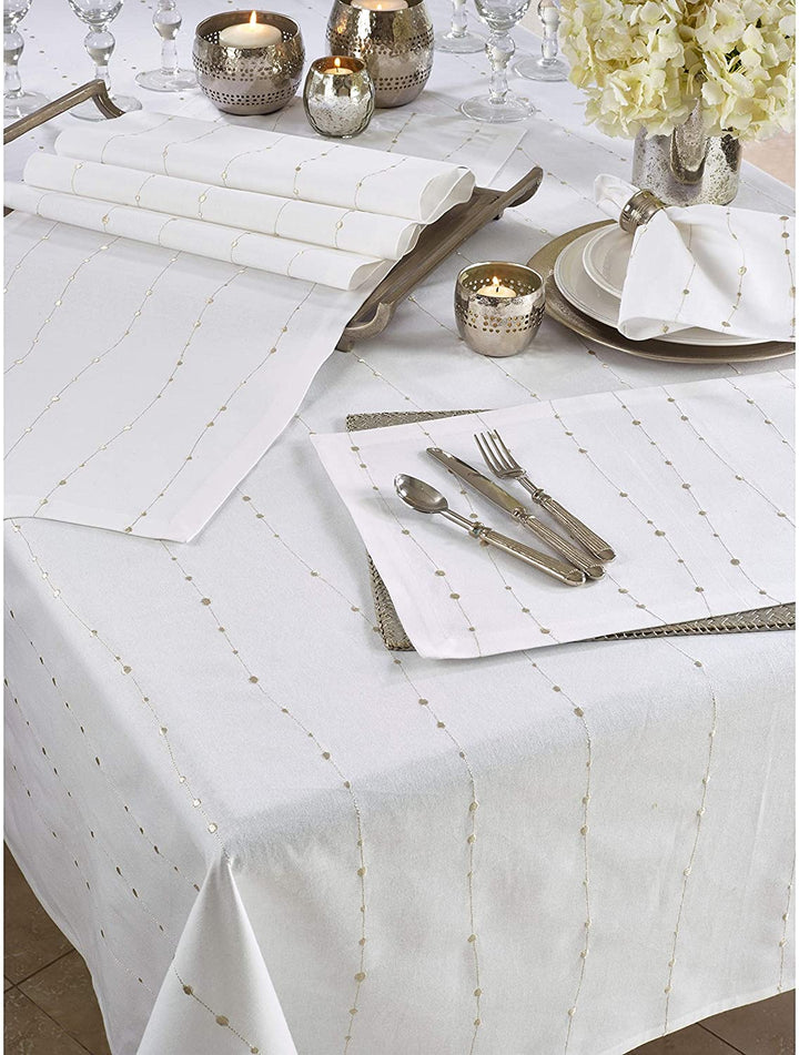 Cotton Napkins Embroidered Design (Set 4) Silver