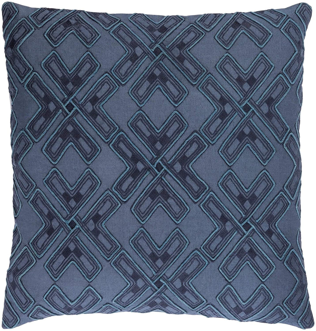 Navy 18 inch Throw Pillow Cover Blue Motif Modern