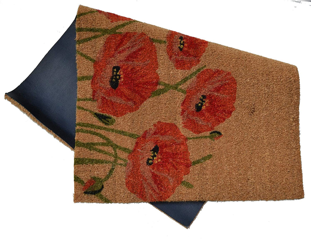 Poppy Outdoor Doormat Color Rectangle Coir All Weather - Diamond Home USA