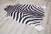 MISC Collection Black/White Faux Zebra Hide Printed Rug 5' X 6'6" Black White Animal Country Farmhouse Novelty Rawhide Polyester Latex Free