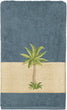 UKN Turkish Cotton Palm Tree Embroidered Teal 3 Piece Towel Set Blue Color Block