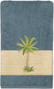 UKN Turkish Cotton Palm Tree Embroidered Teal 4 Piece Towel Set Blue Color Block