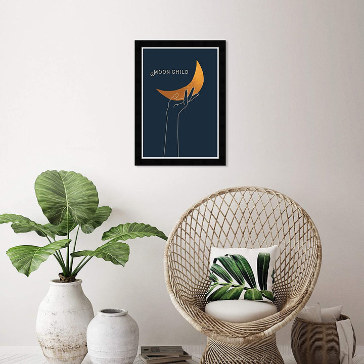 Moon Child' Astronomy Space Wall Art Framed Moons Gold