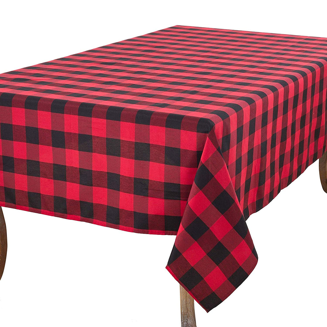 70x120 Red Oblong Plaid Tablecloth Black abin Lodge Table