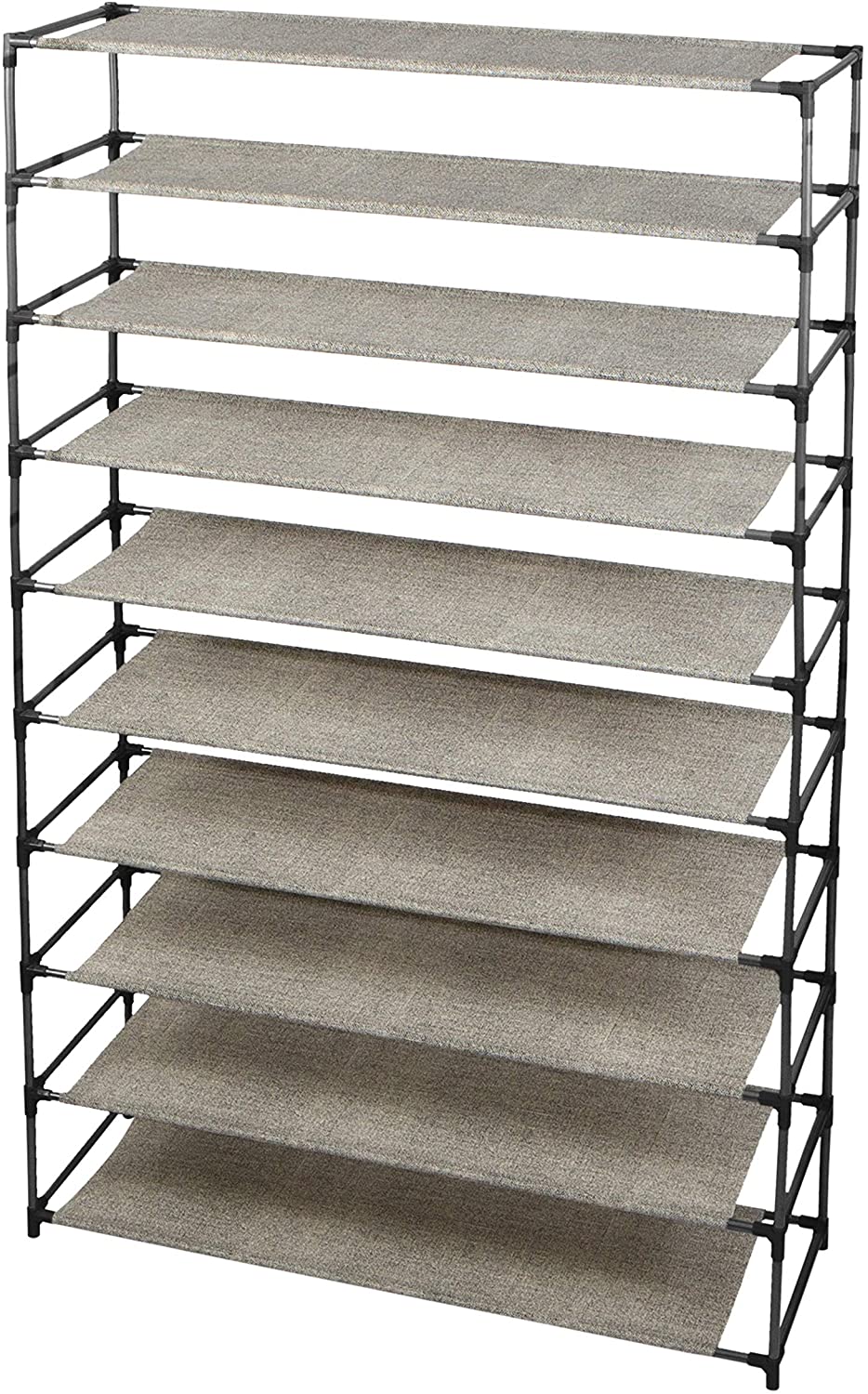 10 Tier 50 Pair Shoe Rack 10 Tier Black Metal