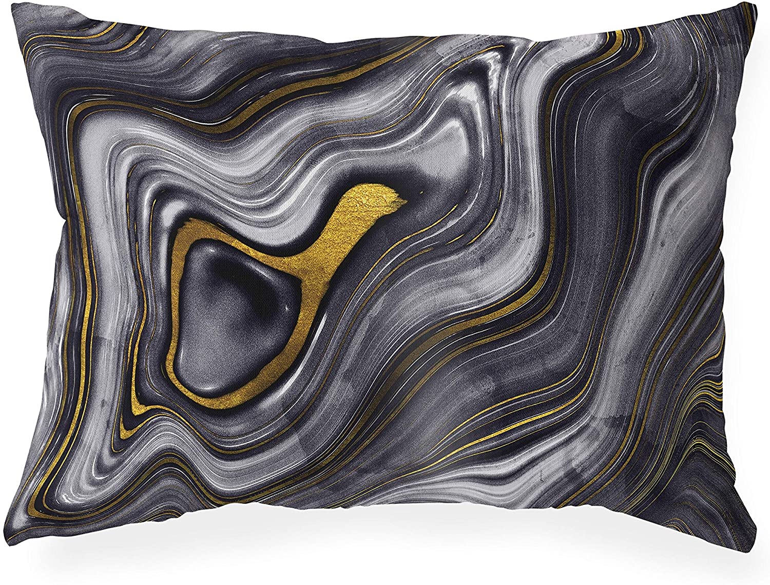 UKN Lake Lumbar Pillow Grey Abstract Modern Contemporary Polyester Single Removable Cover