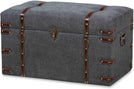 Modern Contemporary Transitional Storage Trunk Ottoman Grey Rectangle Fabric