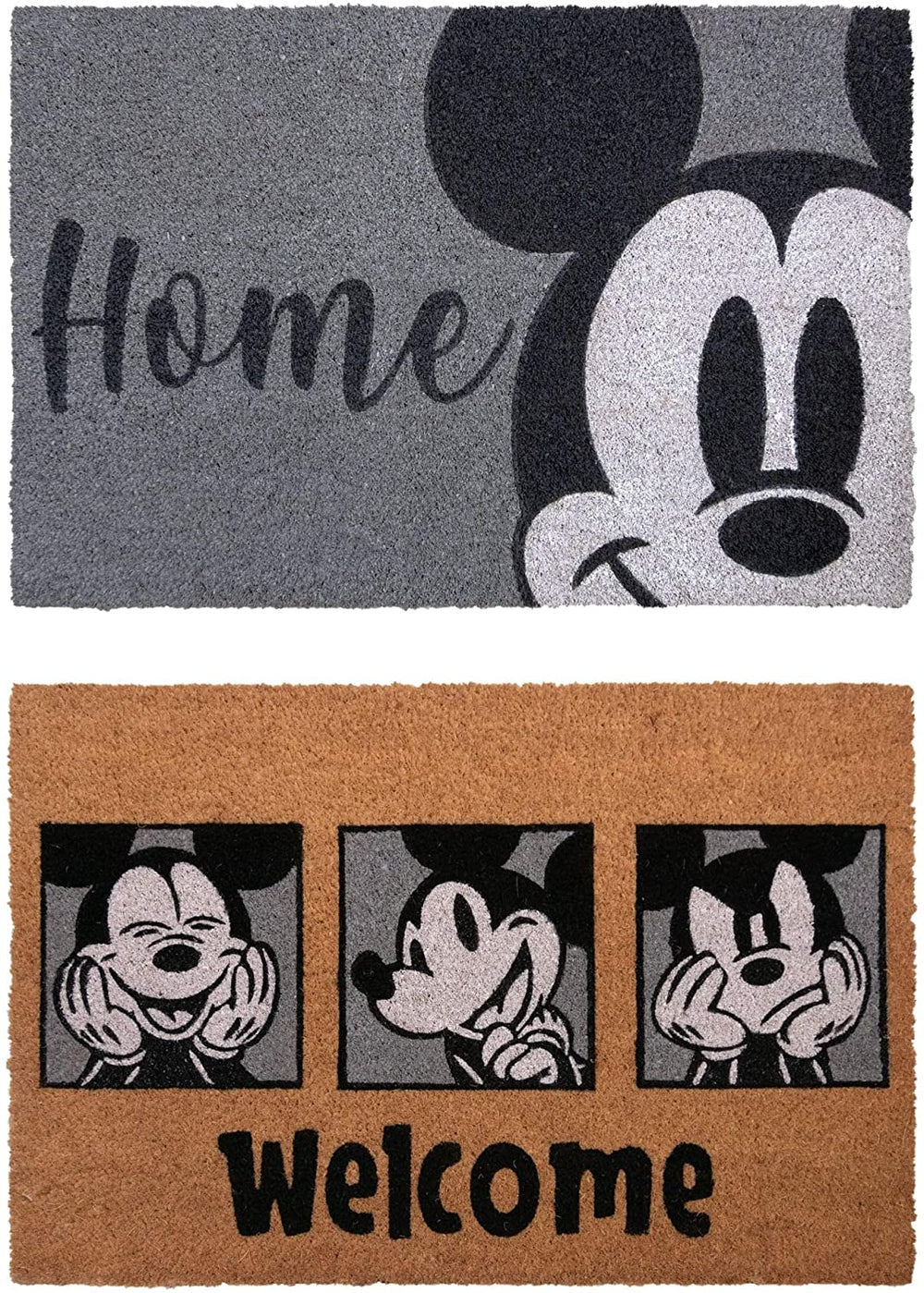 Mickey Coir Gray 2 Pack Area Rug (1'16" X 2'8") 1'6" 2'8" Color Novelty Kids Tween Rectangle Latex Free - Diamond Home USA