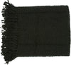 Woven RIC Acrylic Wool Throw Blanket Black Solid Color Modern Contemporary Victorian