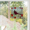 UKN 11" h Cardinal Stained Glass Window Panel 11" X 0 25" Red Traditional Square Animals Metal Handmade Includes Hardware