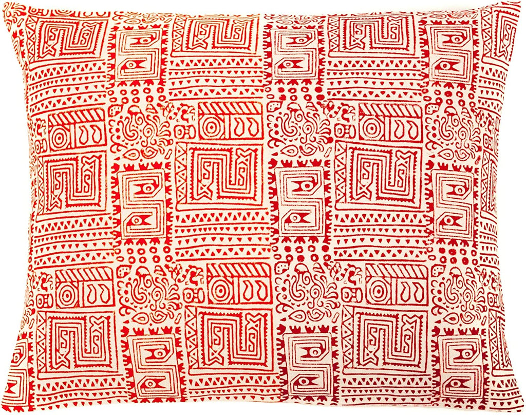 Handmade Temple Decorative Accent Pillow Orange Red Modern Contemporary Cotton