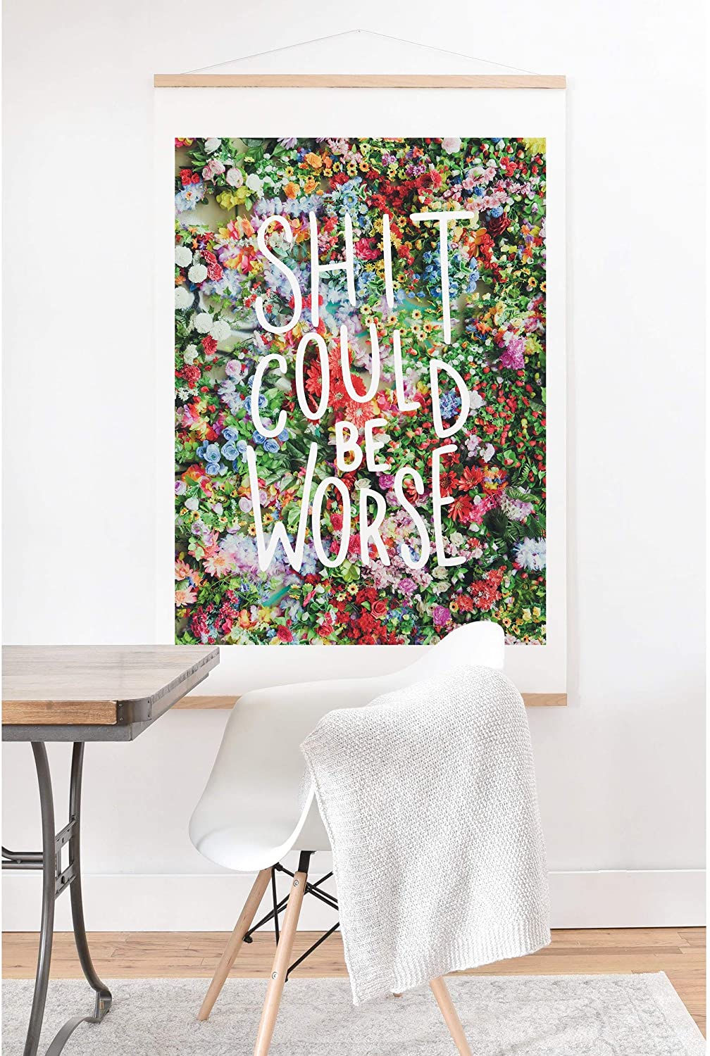 Could Be Worse' Floral Typography Hanging Art Modern