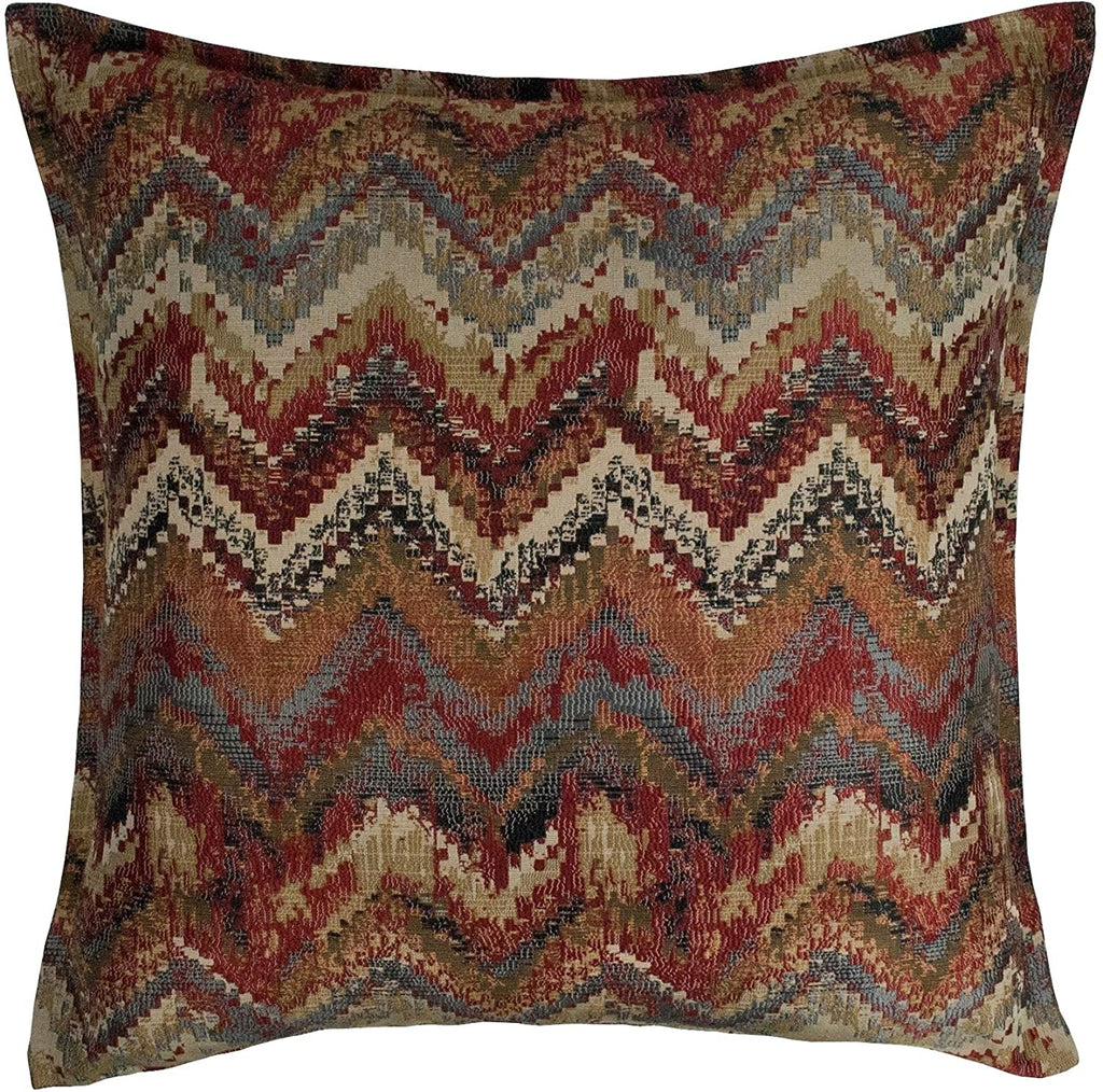 Waves 20 inch Decorative Pillow Color Red Chevron