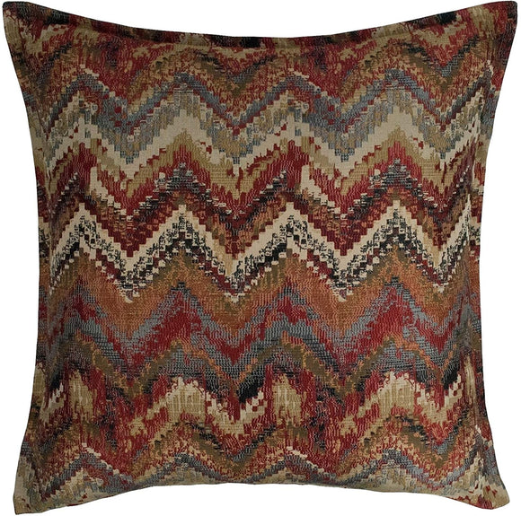 Waves 20 inch Decorative Pillow Color Red Chevron