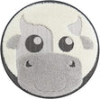 Unknown1 Cow Kids Area Rug 3'11" Round Black Grey White Animal Tween Polypropylene Latex Free Pet Friendly Stain Resistant