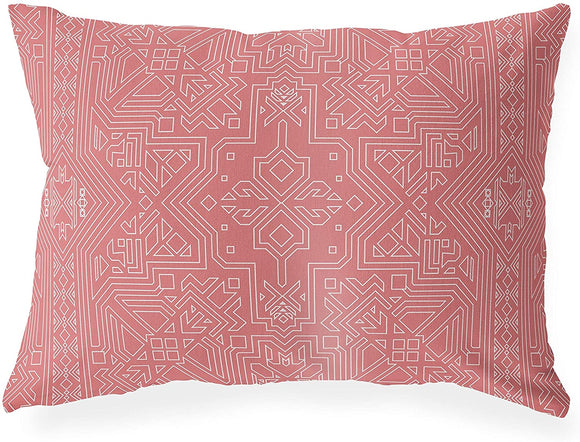 UKN Lumbar Pillow Pink Geometric Southwestern Polyester Single Removable Cover