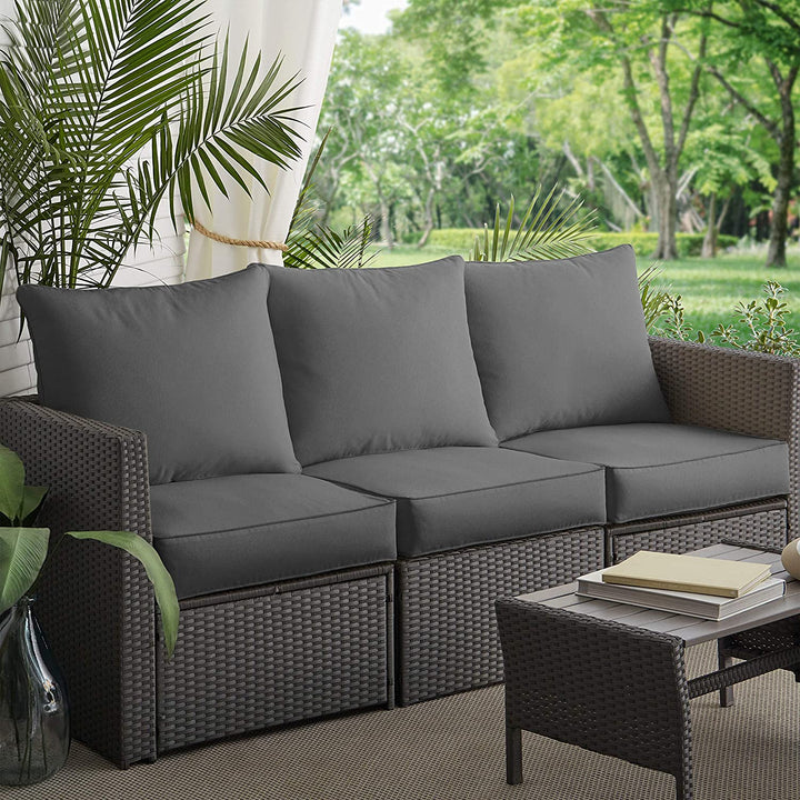 Charcoal Indoor/Outdoor Corded Sofa Cushion Set Grey Solid