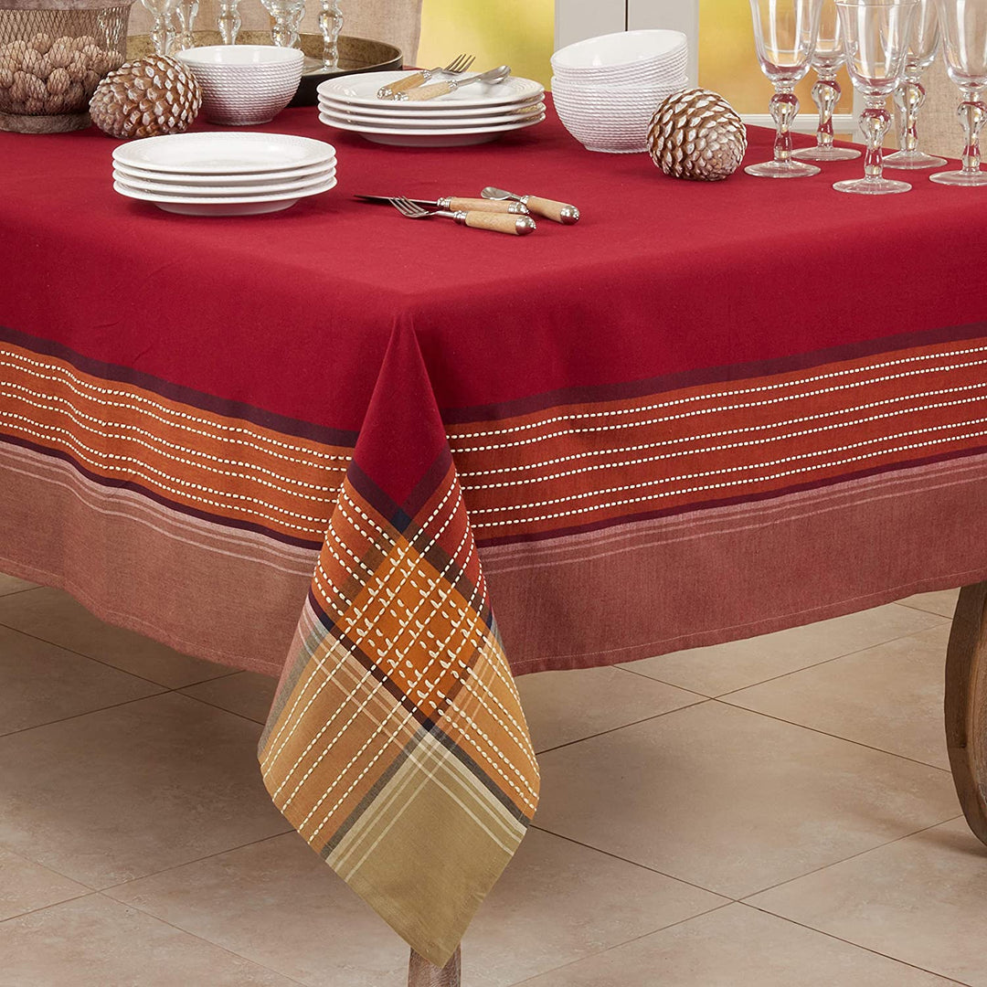 Cotton Tablecloth Plaid Border Design