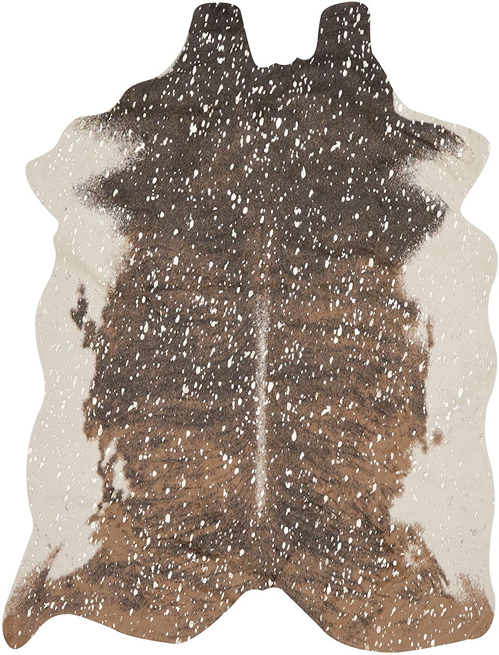 Walnut/Champagne Faux Cowhide Rug 3'10" X 5' Brown Animal Cabin Lodge Modern Contemporary Rustic Novelty Acrylic Fur Rawhide Latex Free