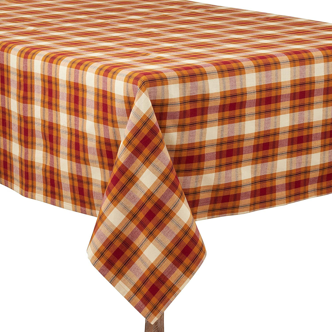 MISC Square Tablecloth Large Plaid Design Orange Cotton