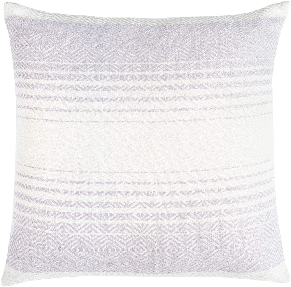 20" Pillow Beige Purple Stripe Modern Contemporary Polyester Single