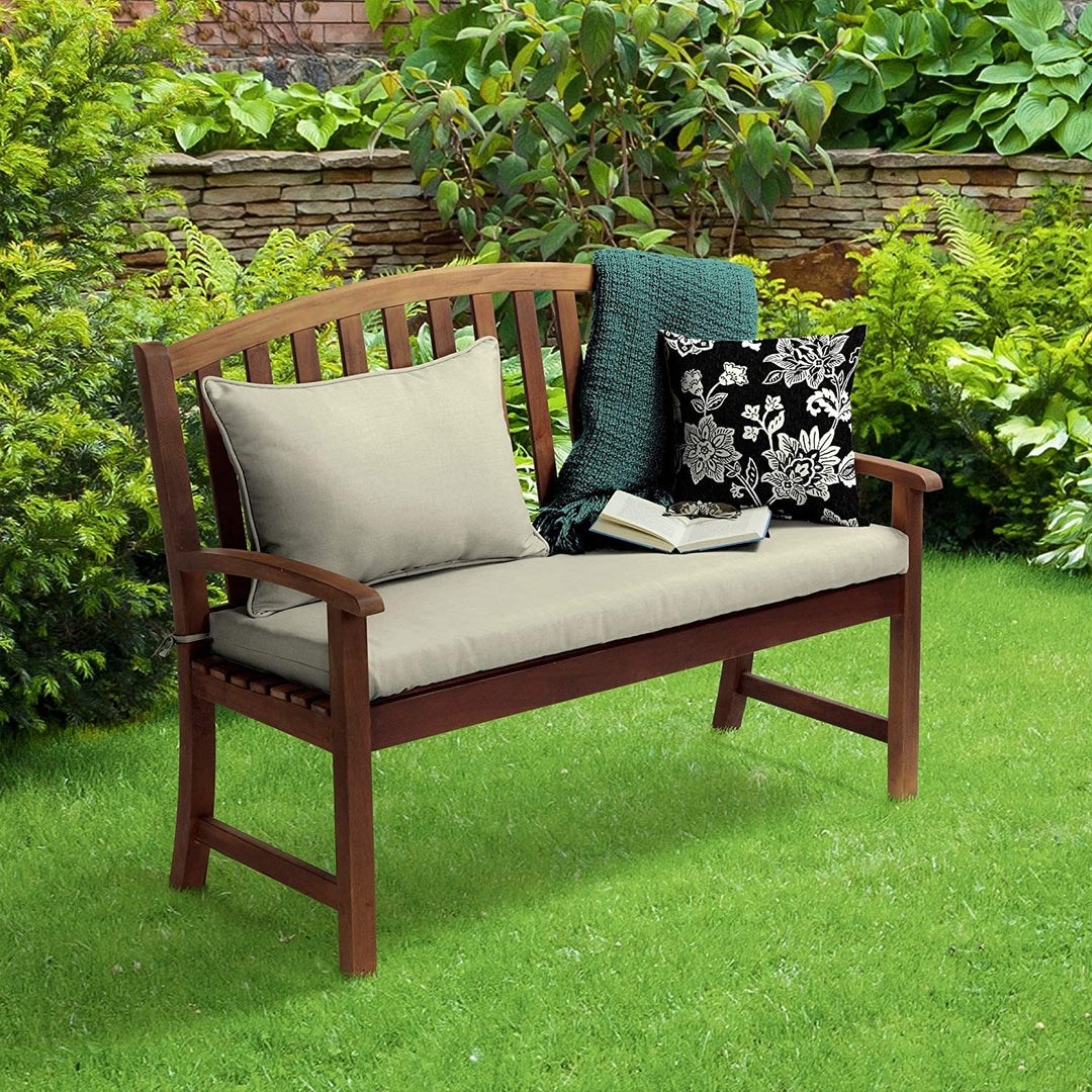 New Tan Texture Outdoor Bench Cushion Beige Solid Polyester Uv Resistant