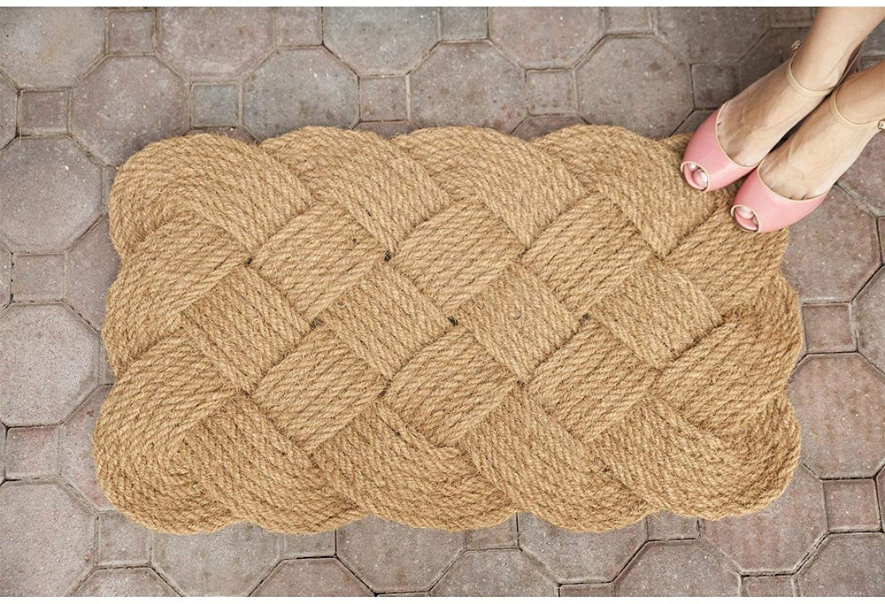 Hand Woven Knot ical Coconut Fiber Doormat Color Transitional Rectangle Coir