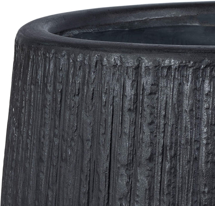 Outdoor Black Planter 15 7" W X L 14 1" H Modern Contemporary Round Concrete - Diamond Home USA