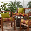 20 inch Outdoor Stripe Chair Cushion (Set 2) Green Red Yellow Striped Traditional Transitional Polyester Fade Resistant Uv Water