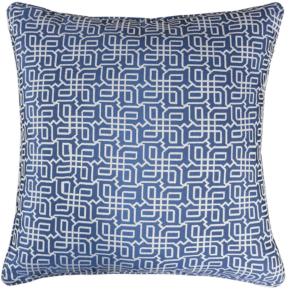 Plaid Throw Pillow Navy Blue Textile Silver Geometric Pattern Decorative Square Couch Cushion 20 X Inch Color Modern Contemporary Cotton 1 Piece